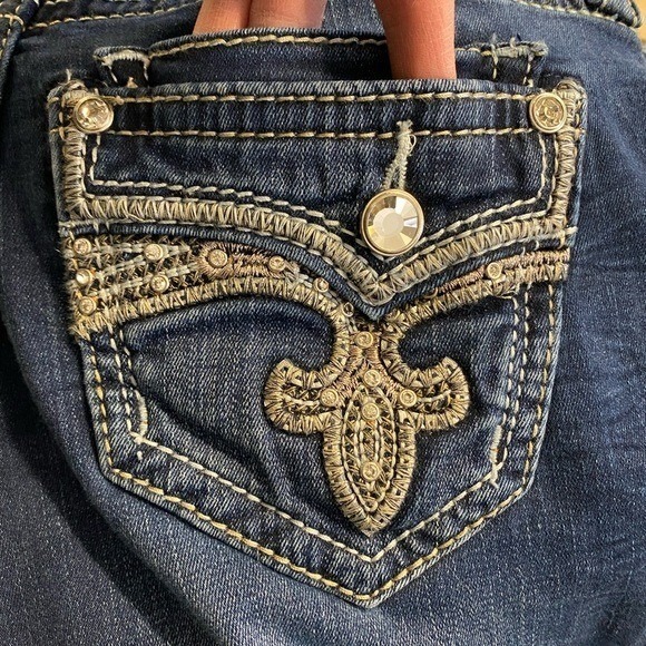 Rock Revival Yara Crop Pants Blue Denim Size 25 - Picture 7 of 11